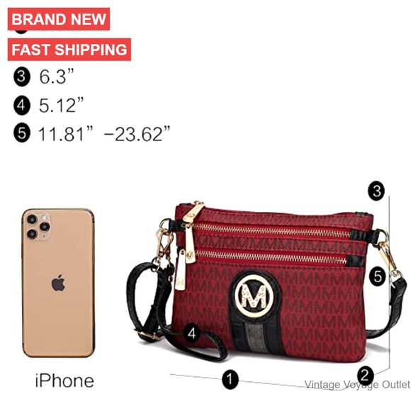 Small Vegan Leather Crossbody Bag with Adjustable Strap, 4-in-1 Convertible - Picture 5 of 7